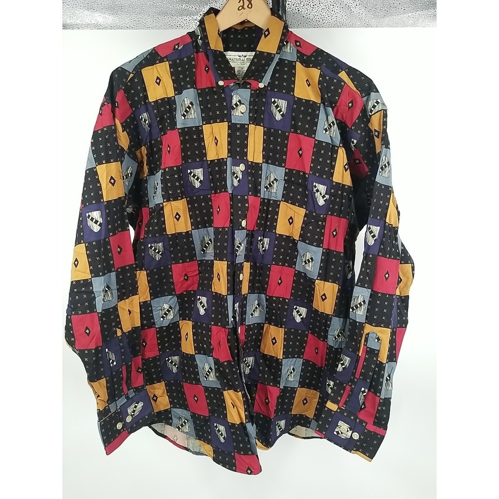 Natural Issue By Feldini Mens Medium Long Sleeve Button Up Shirt Multicolor